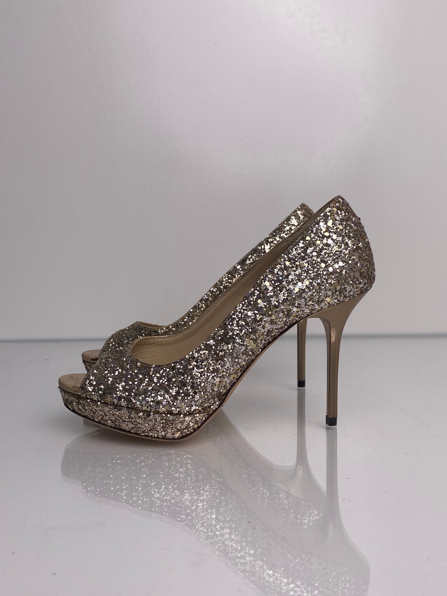 Jimmy Choo Gold Sequin Heels, 35.5