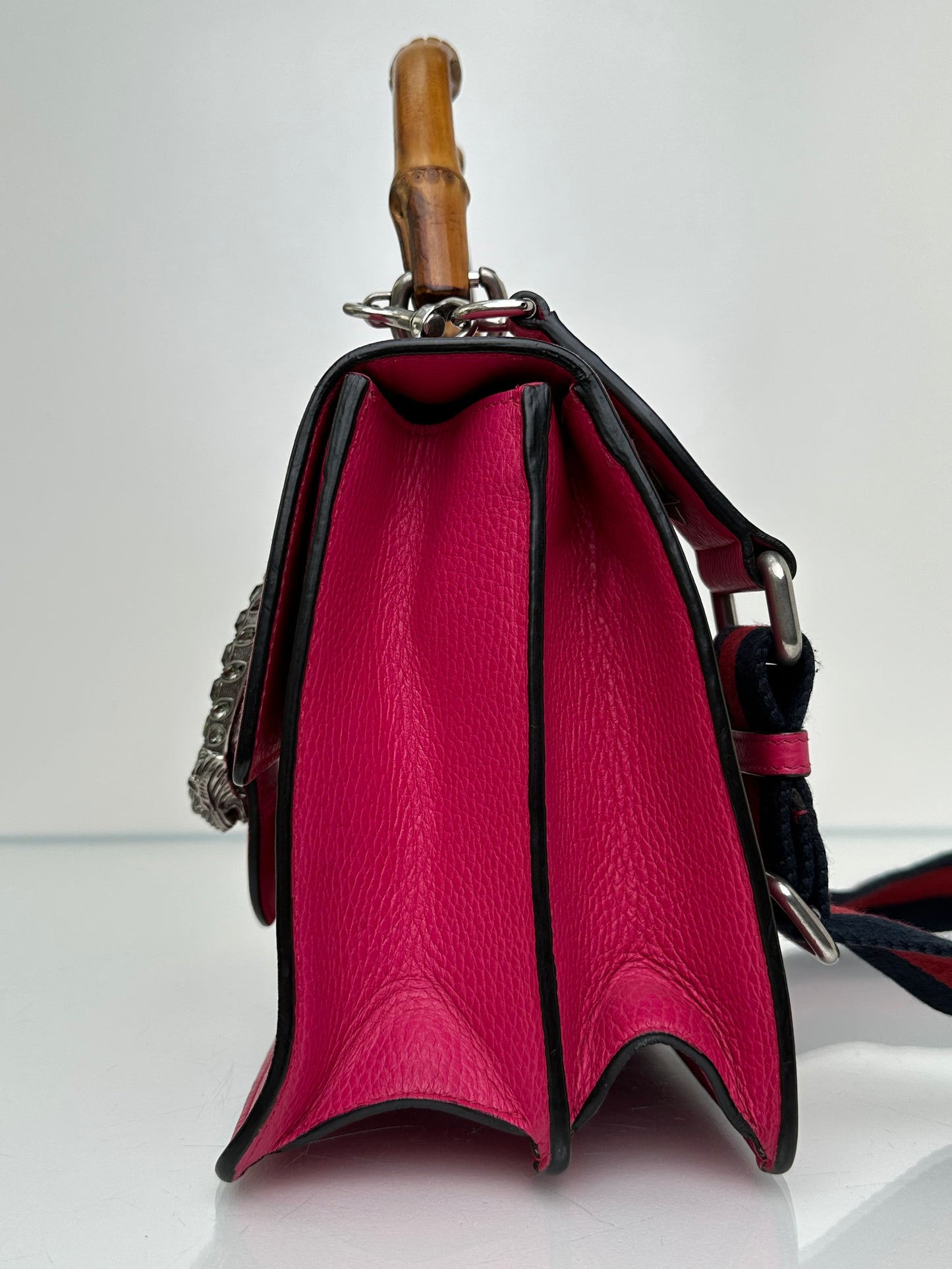 Gucci Hot Pink Leather Bamboo Tophandle Dionysus Bag SHW