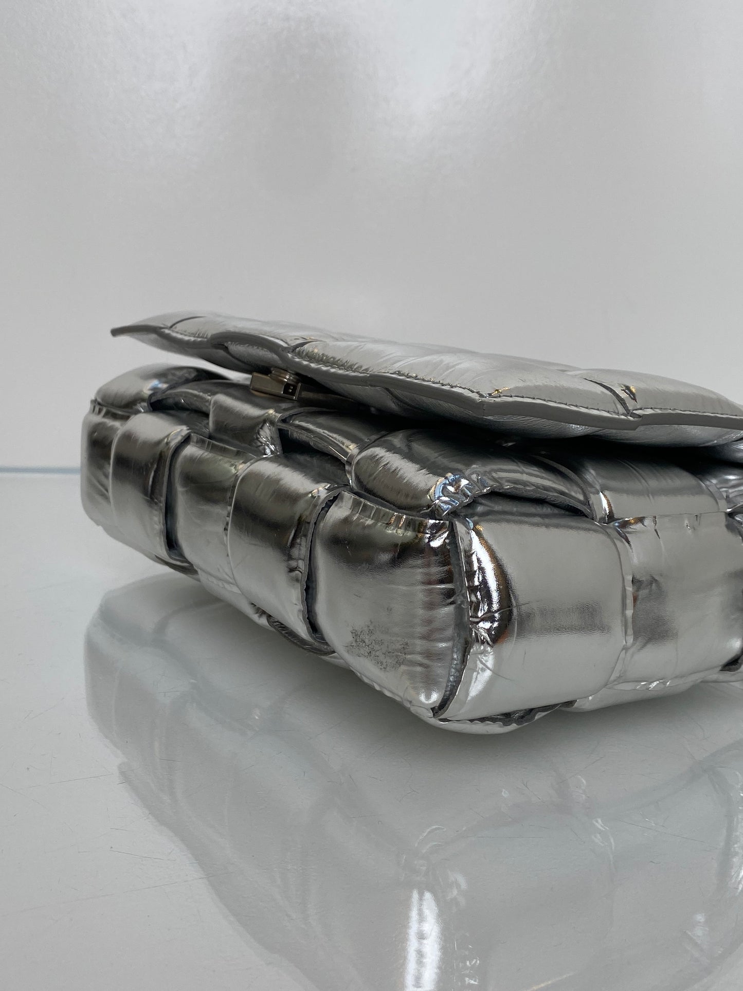 Bottega Veneta Silver Mirror Padded Cassette Bag SHW