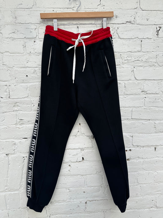 Miu Miu Black Sweatpants Red Trim