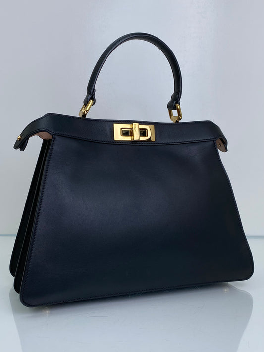 Fendi Black Medium Peekaboo Bag GHW