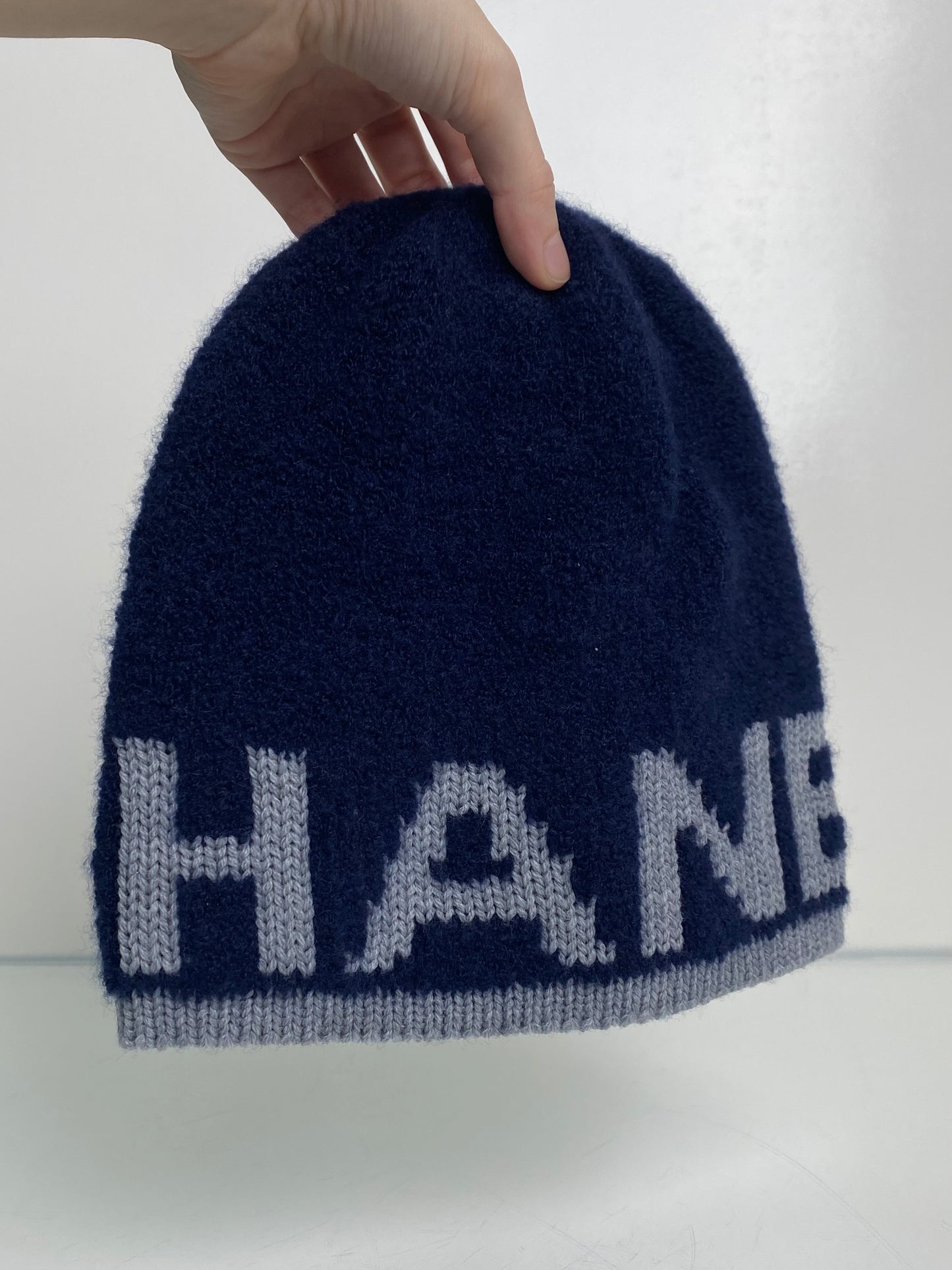 Chanel Navy/Grey Logo Beanie