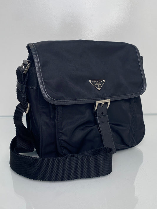 Prada Black Nylon Single Buckle Crossbody