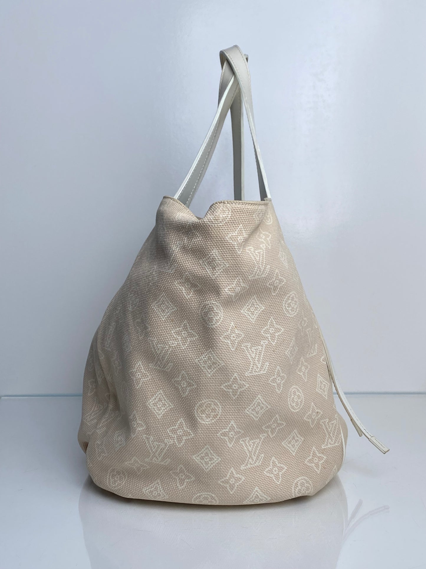 Louis Vuitton Tan & Cream Cabas Ipanema Monogram GM Tote Bag