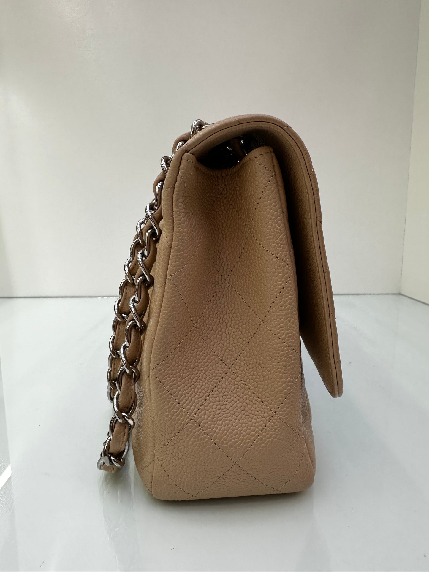 Chanel Jumbo Single Flap Beige Caviar SHW