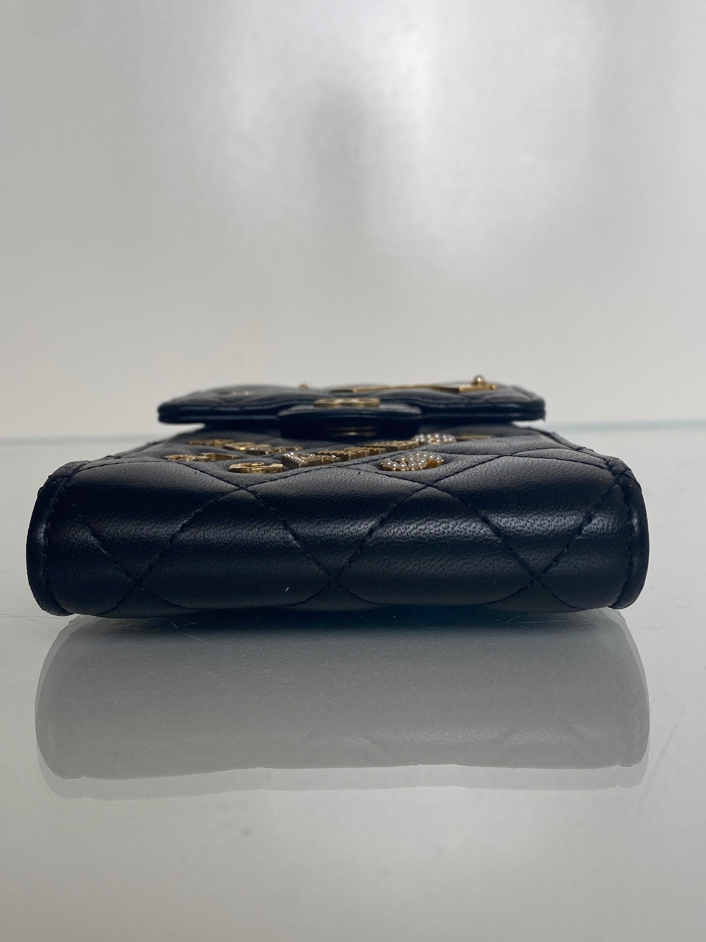 Chanel Black Quilted Lambskin Rue Cambon Phone Holder Crossbody Bag GHW