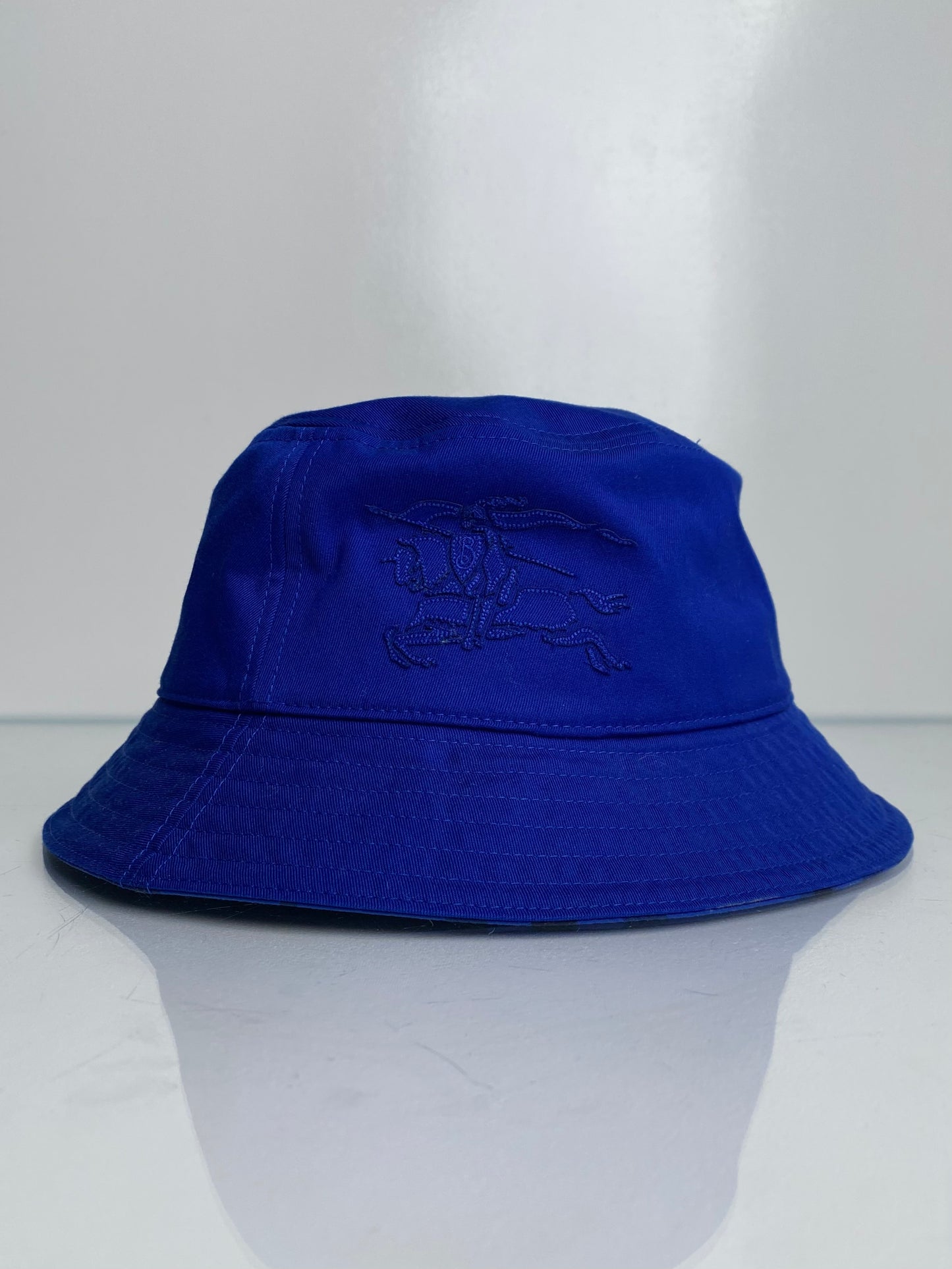 Burberry Blue Check Bucket Hat, XL