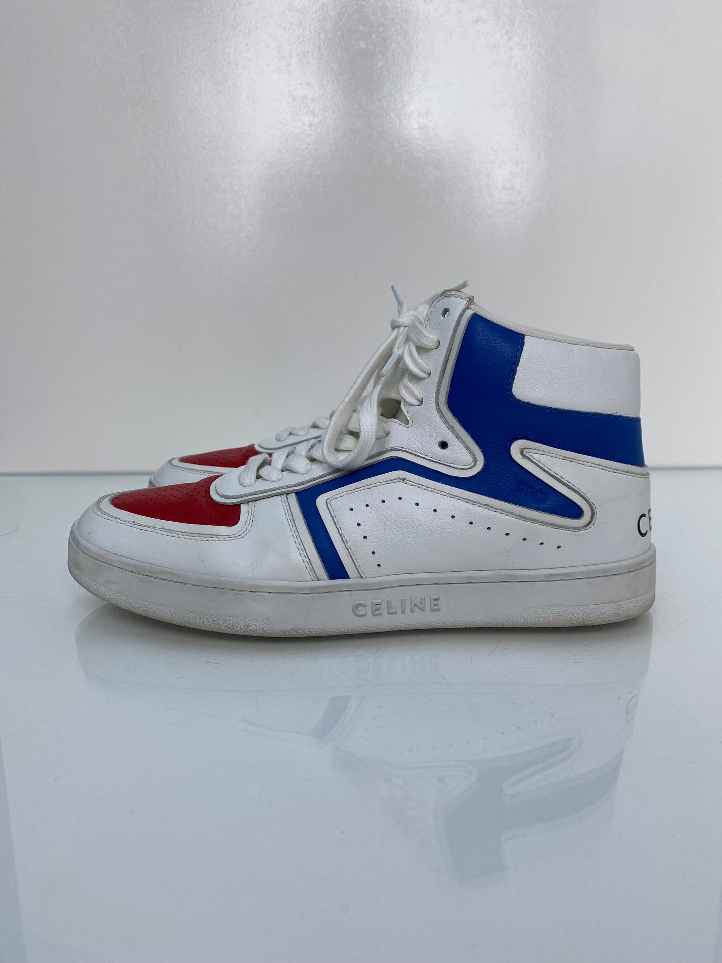 Celine Blue/Red Z High Top Sneakers, 40