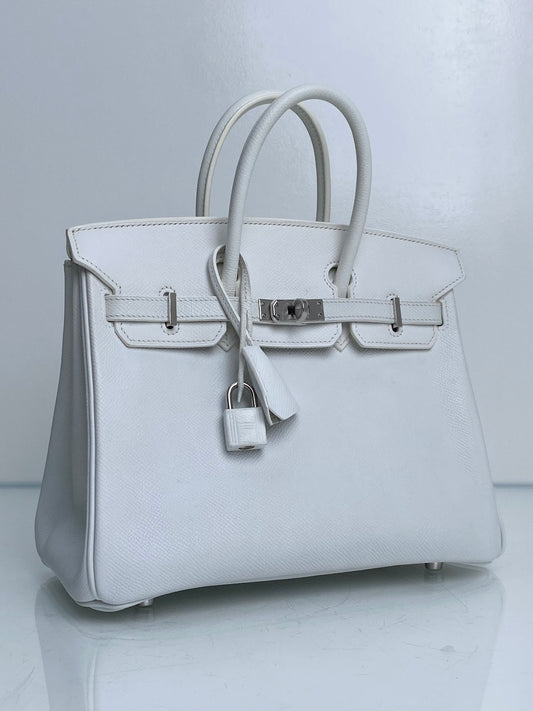 Hermes Birkin 25 Blanc Epsom PHW #L