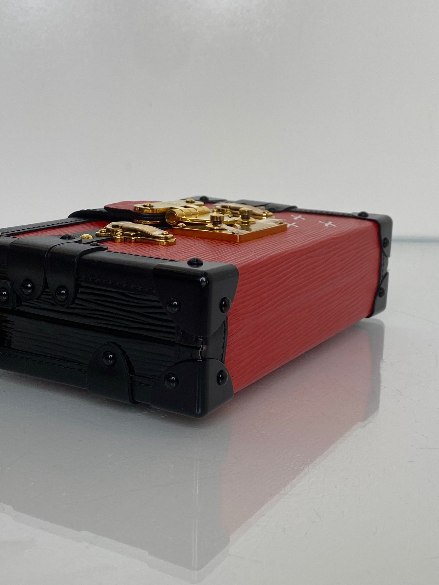 Louis Vuitton Red Epi and Black Petite Malle Trunk Crossbody Bag GHW