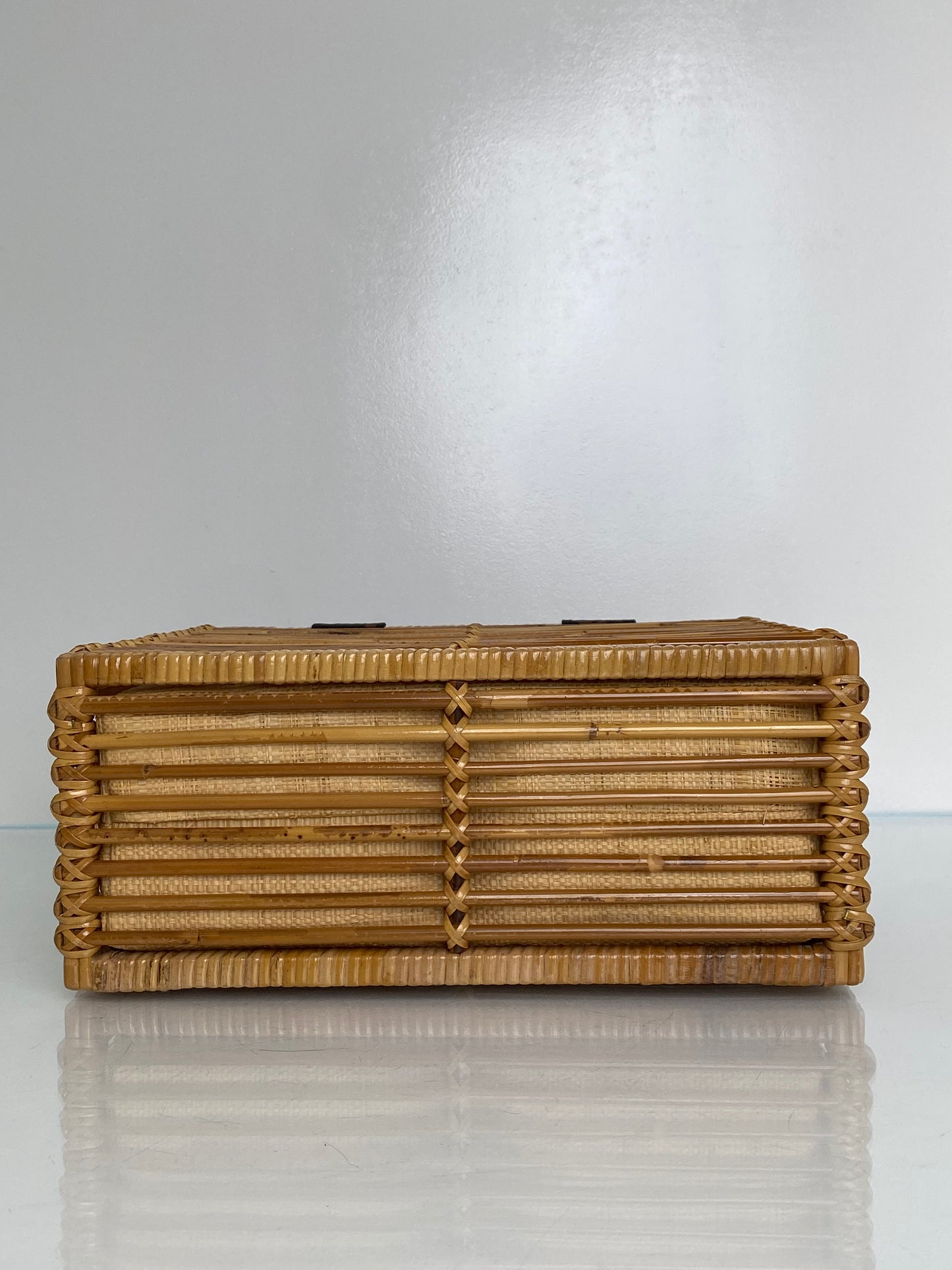Fendi Rattan & Black Strap Wicker Box Bag