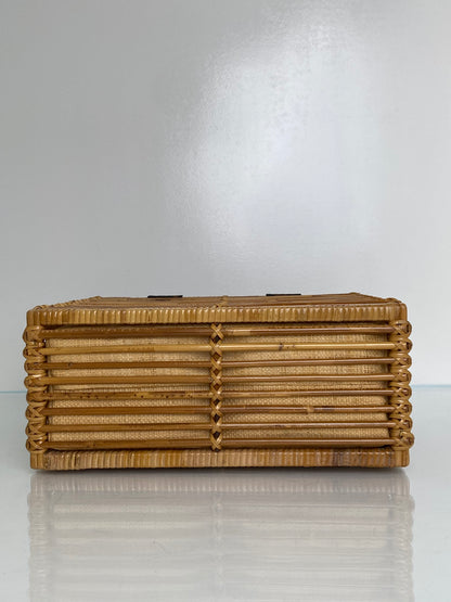 Fendi Rattan & Black Strap Wicker Box Bag