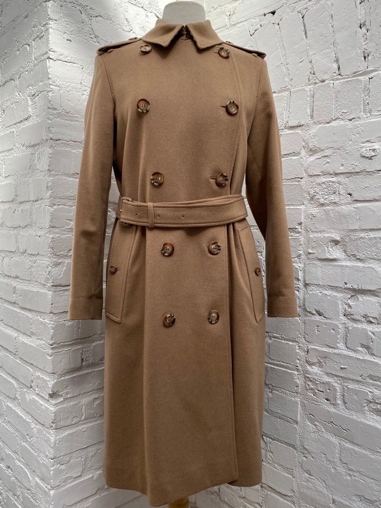 Burberry Light Brown Cashmere Kensington Trench Coat, 6