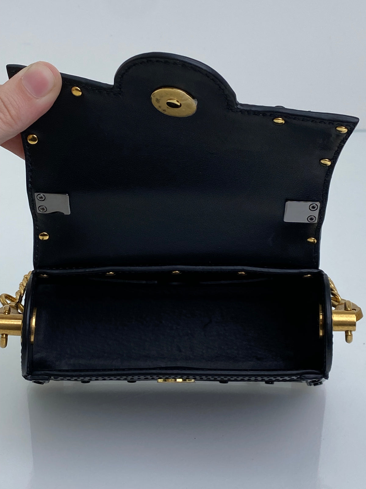 Balmain Black B-Buzz Dynasty Mini Sequin Top Handle Bag GHW