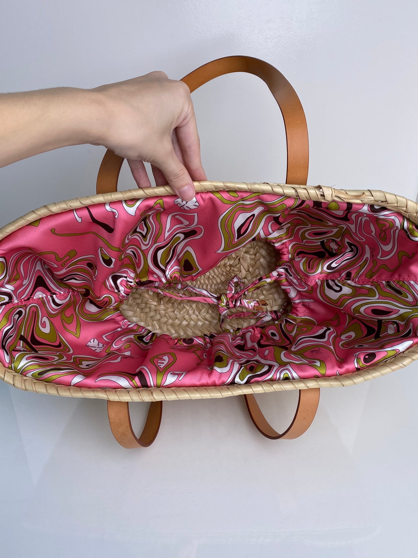 Emilio Pucci Tan & Pink Basket Bag