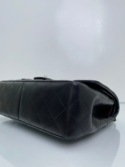 Chanel Black Classic Jumbo Lambskin Double Flap Bag SHW #19