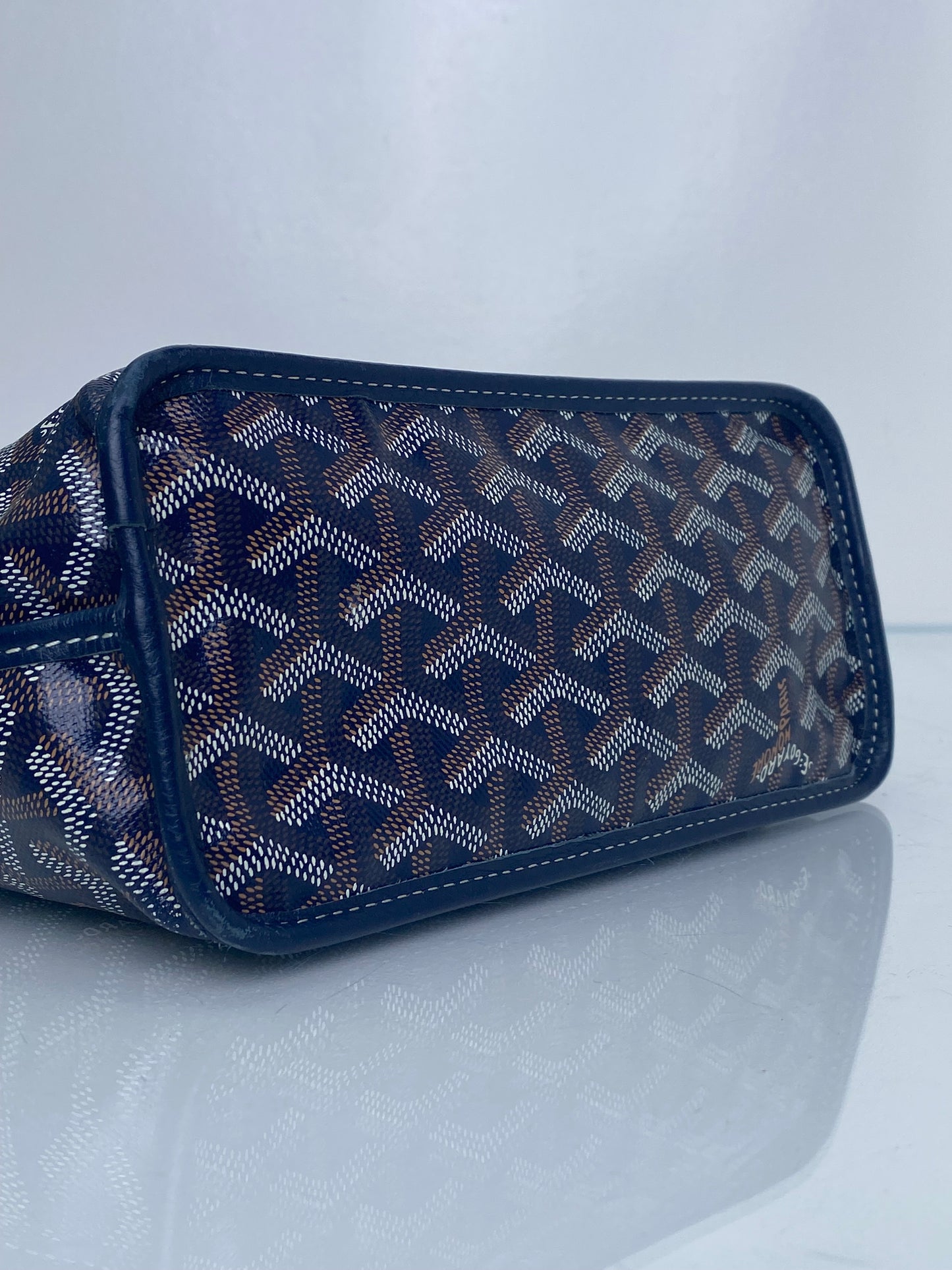 Goyard Navy Goyardine Reversible Anjou Mini Bag