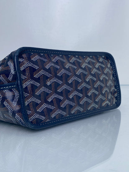 Goyard Navy Goyardine Reversible Anjou Mini Bag