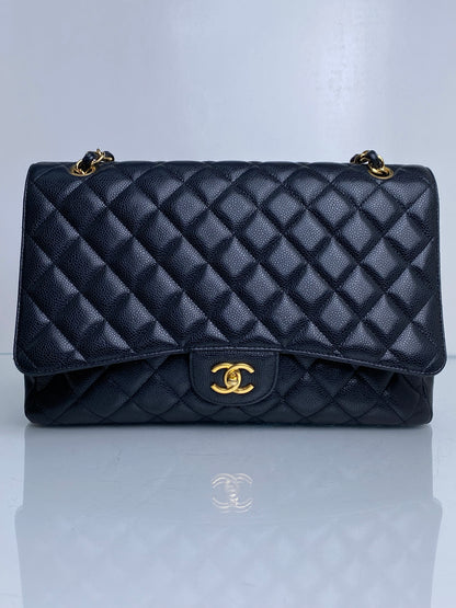 Chanel Black Caviar Maxi Single Flap Bag GHW #14
