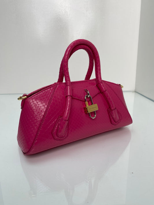 Givenchy Mini Antigona Stretch Pink Snakeprint Bag GHW
