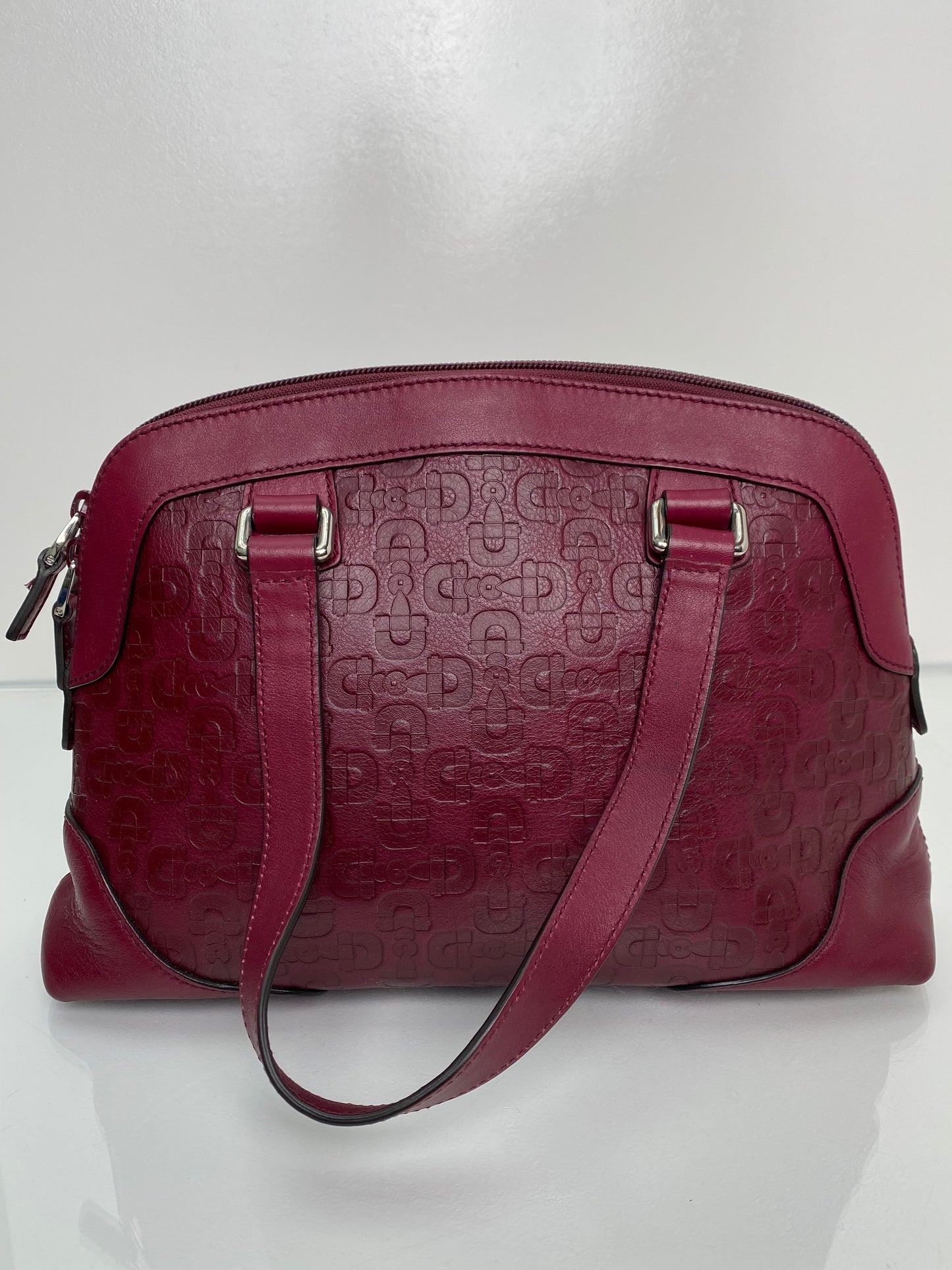 Gucci Burgundy Embossed Horsebit Bag SHW