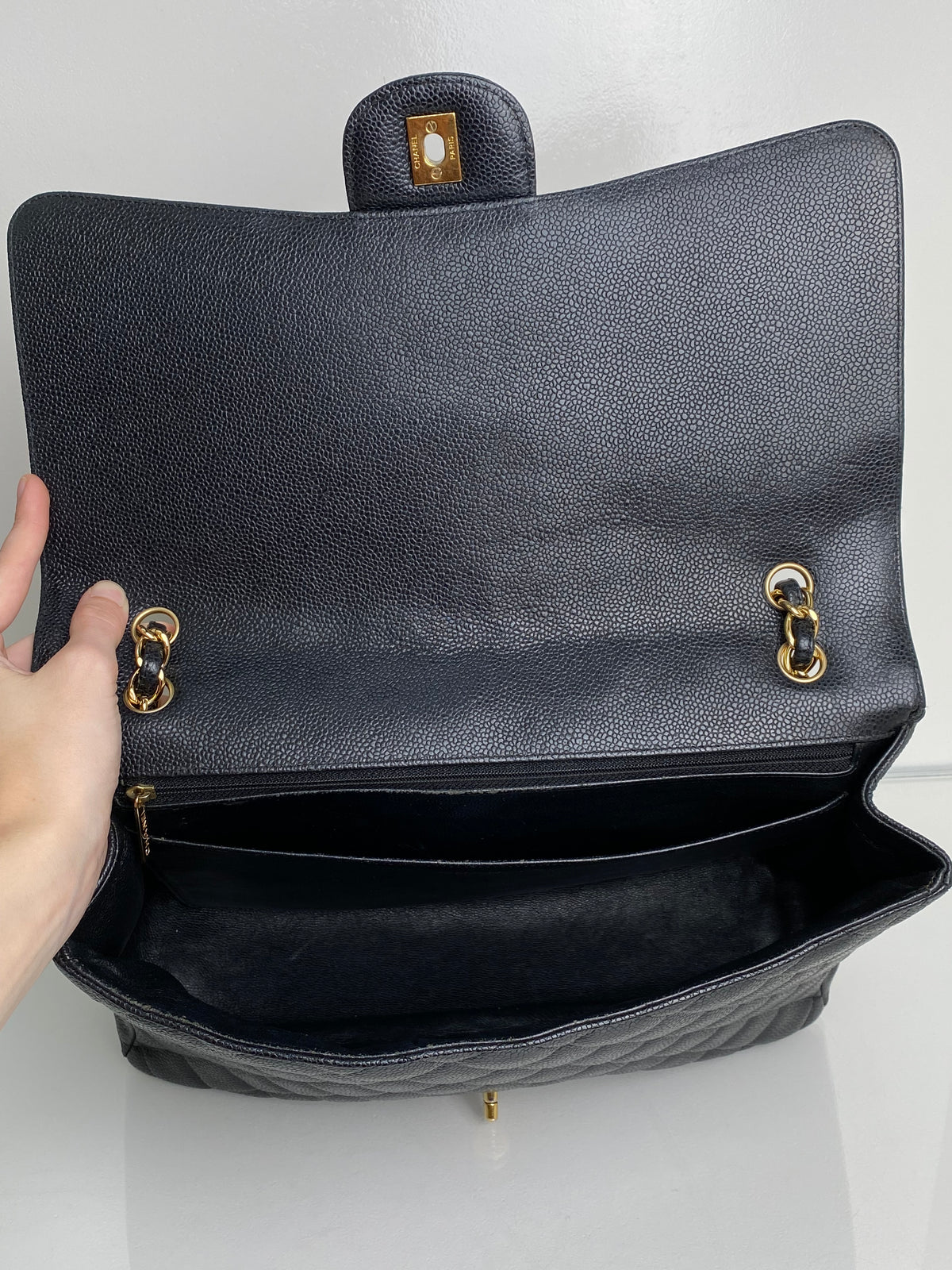 Chanel Black Caviar Maxi Single Flap Bag GHW #14