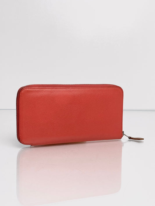 Hermes Azap Silk Rose Jaipur Epsom Zip Around Long Wallet PHW