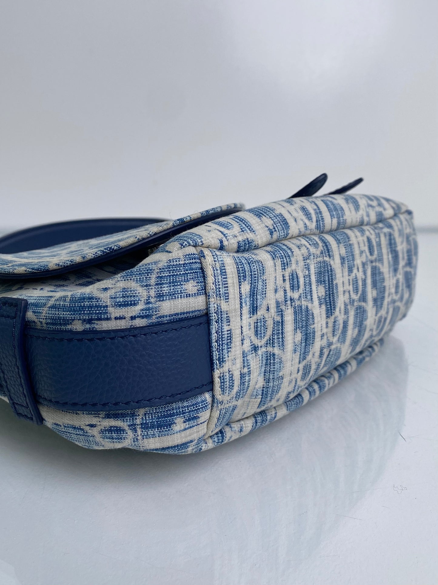 Dior Blue Oblique Kasuri Saddle Bag SHW