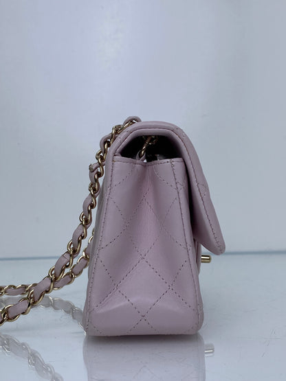 Chanel Light Pink Quilted Lambskin Mini Classic Flap Bag GHW #23