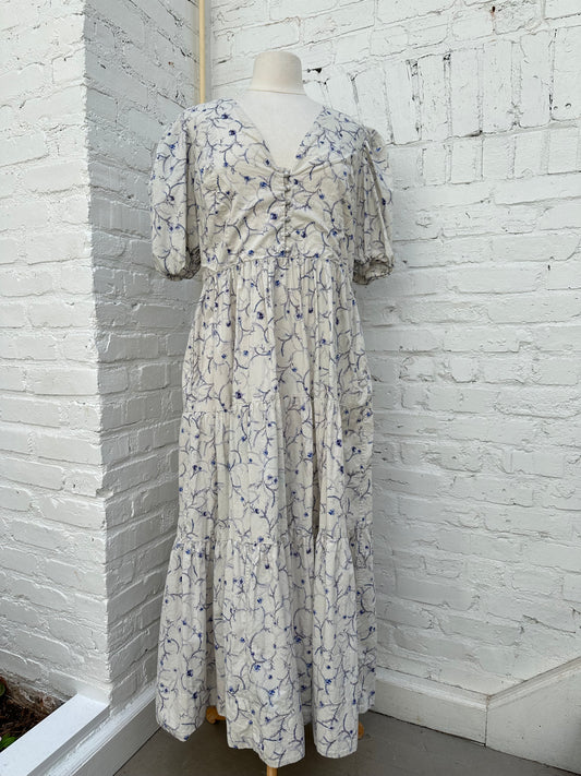 Nicholas White & Blue Floral Dress, L
