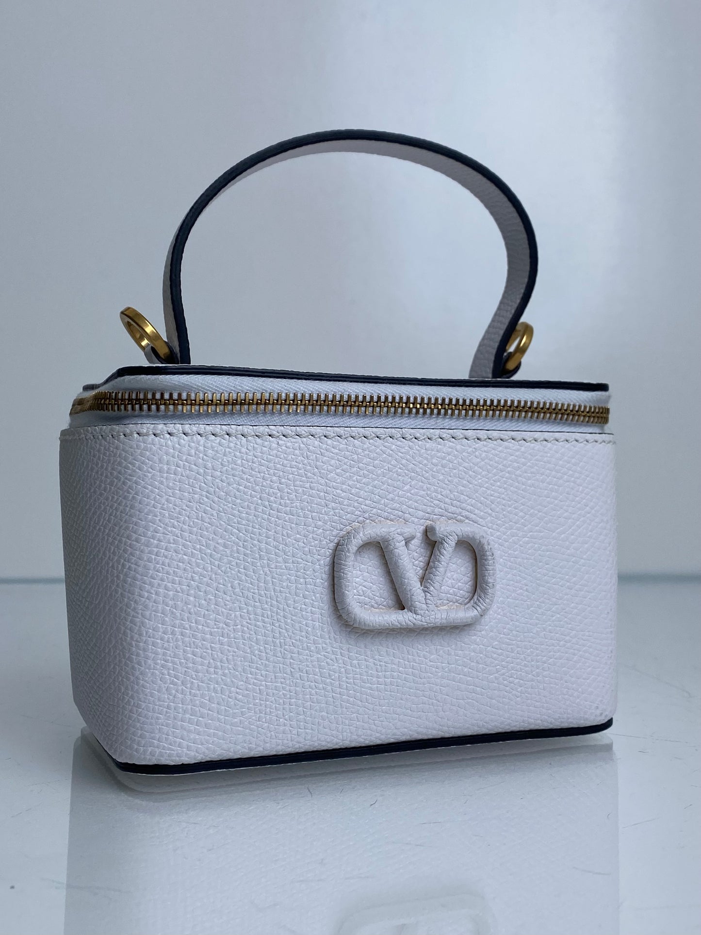 Valentino White Tophandle Vanity Case Bag GHW