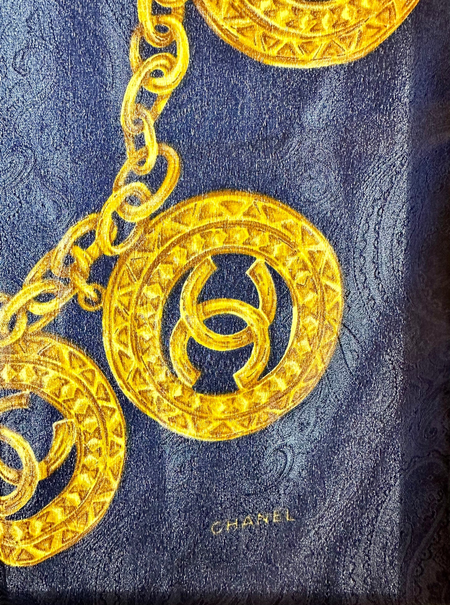 Chanel Navy Gold Chain Scarf