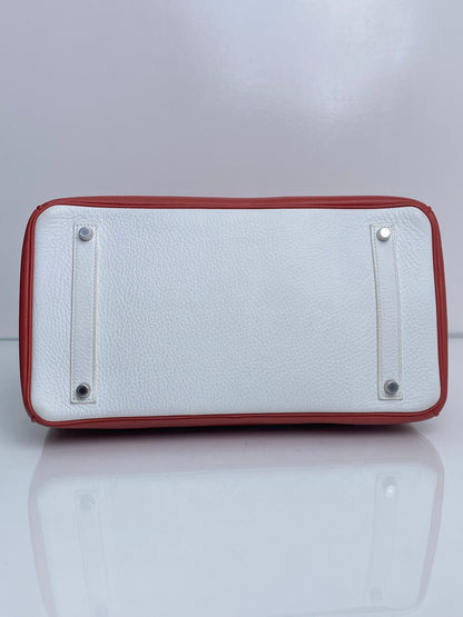 Hermes Birkin 35 Eclat Sanguine / White Clemence Clemence PHW #O