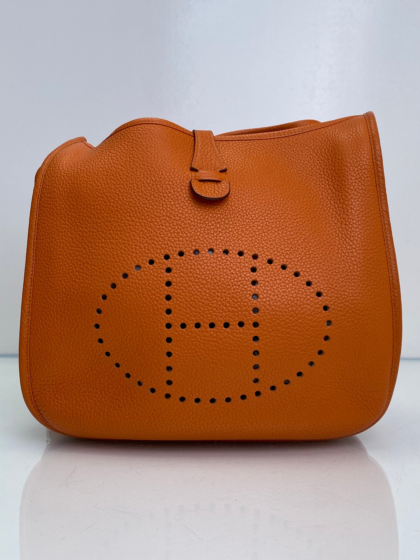 Hermes Orange Evelyne PM Clemence PHW