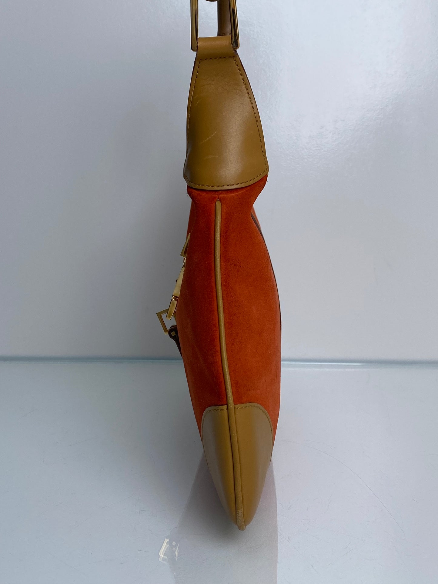 Gucci Orange Suede & Bamboo Jackie O Bag GHW