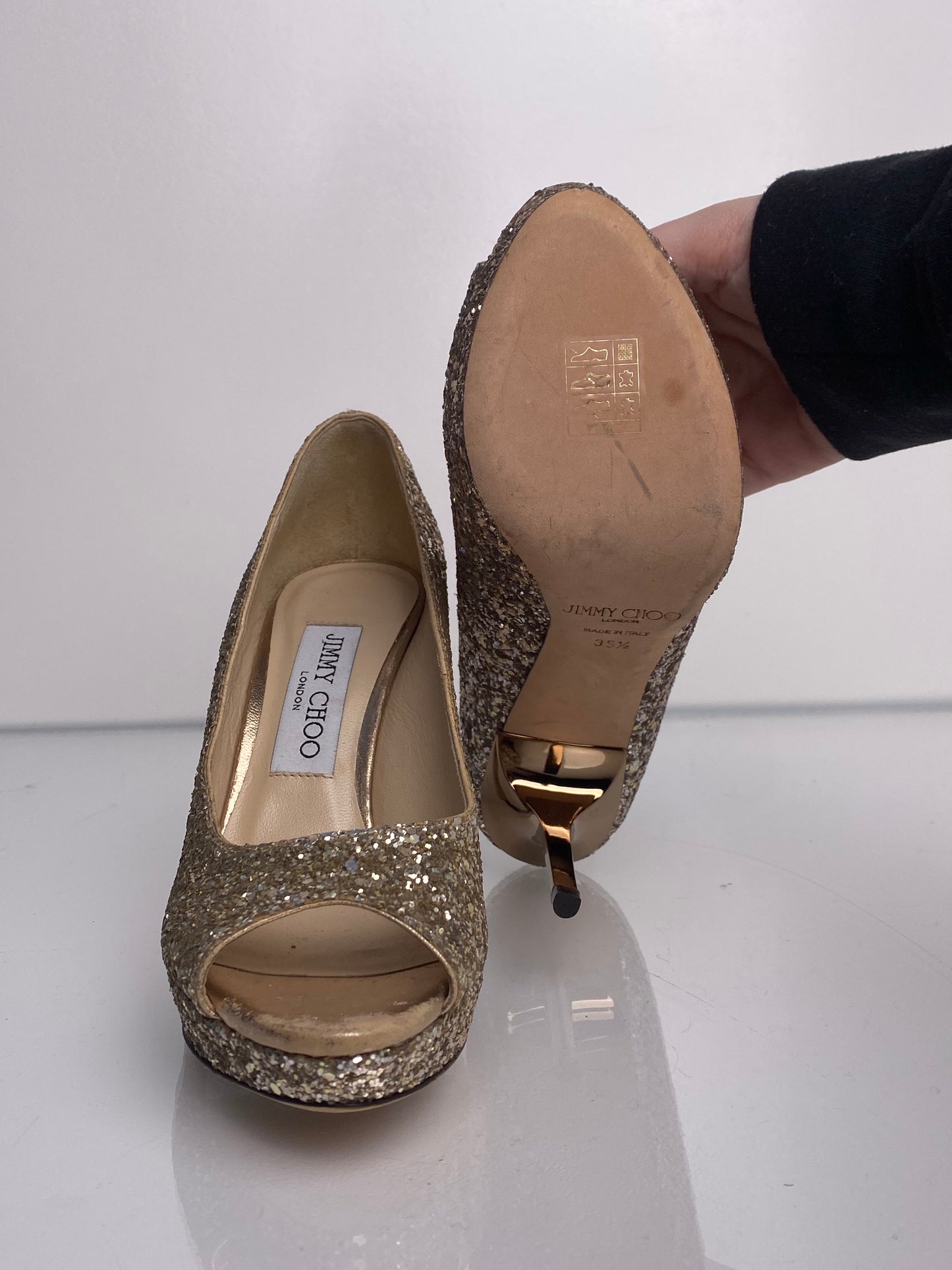 Jimmy Choo Gold Sequin Heels, 35.5