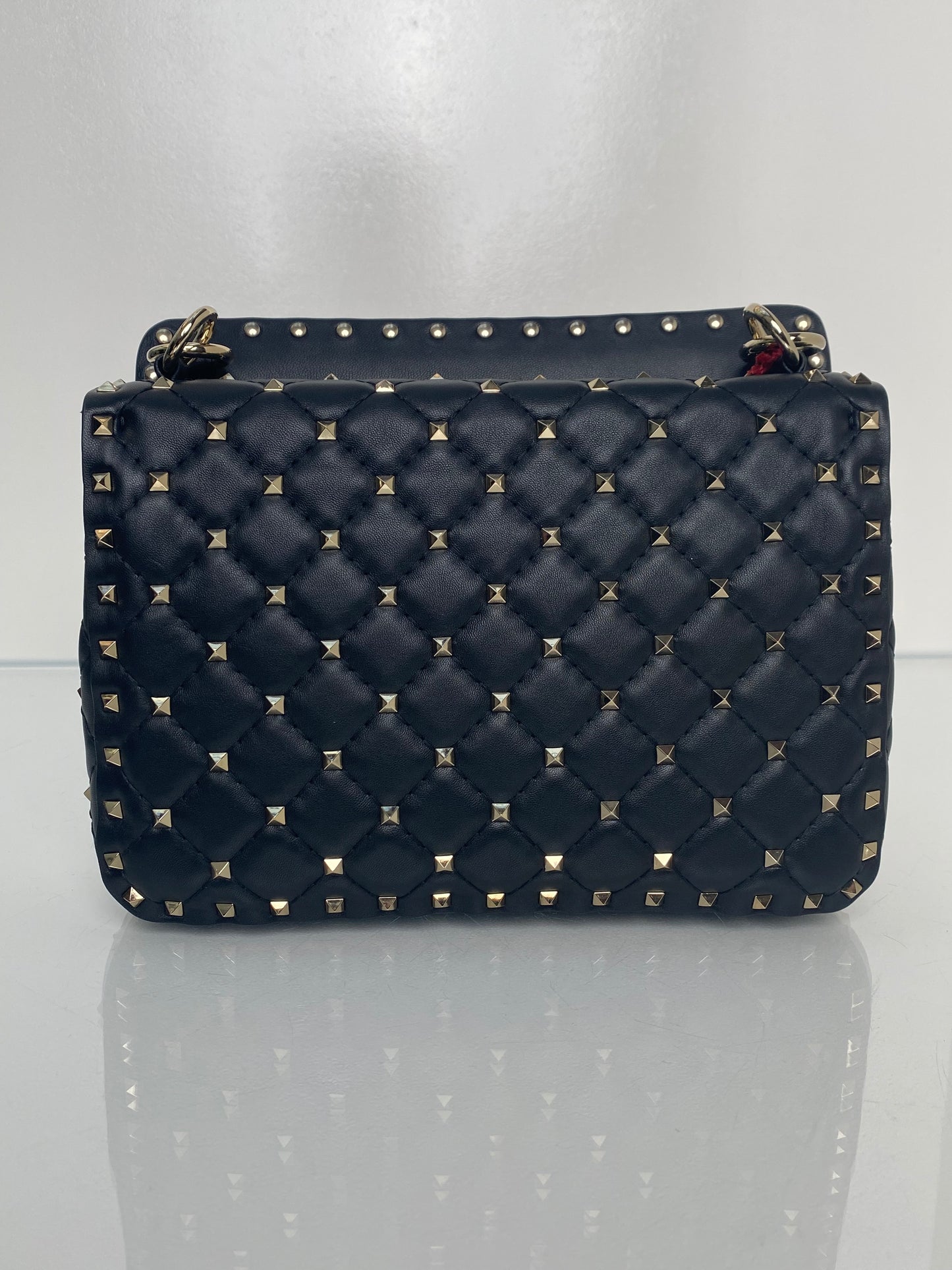 Valentino Black & White "VLTN" Rockstud Top Handle Crossbody Bag GHW