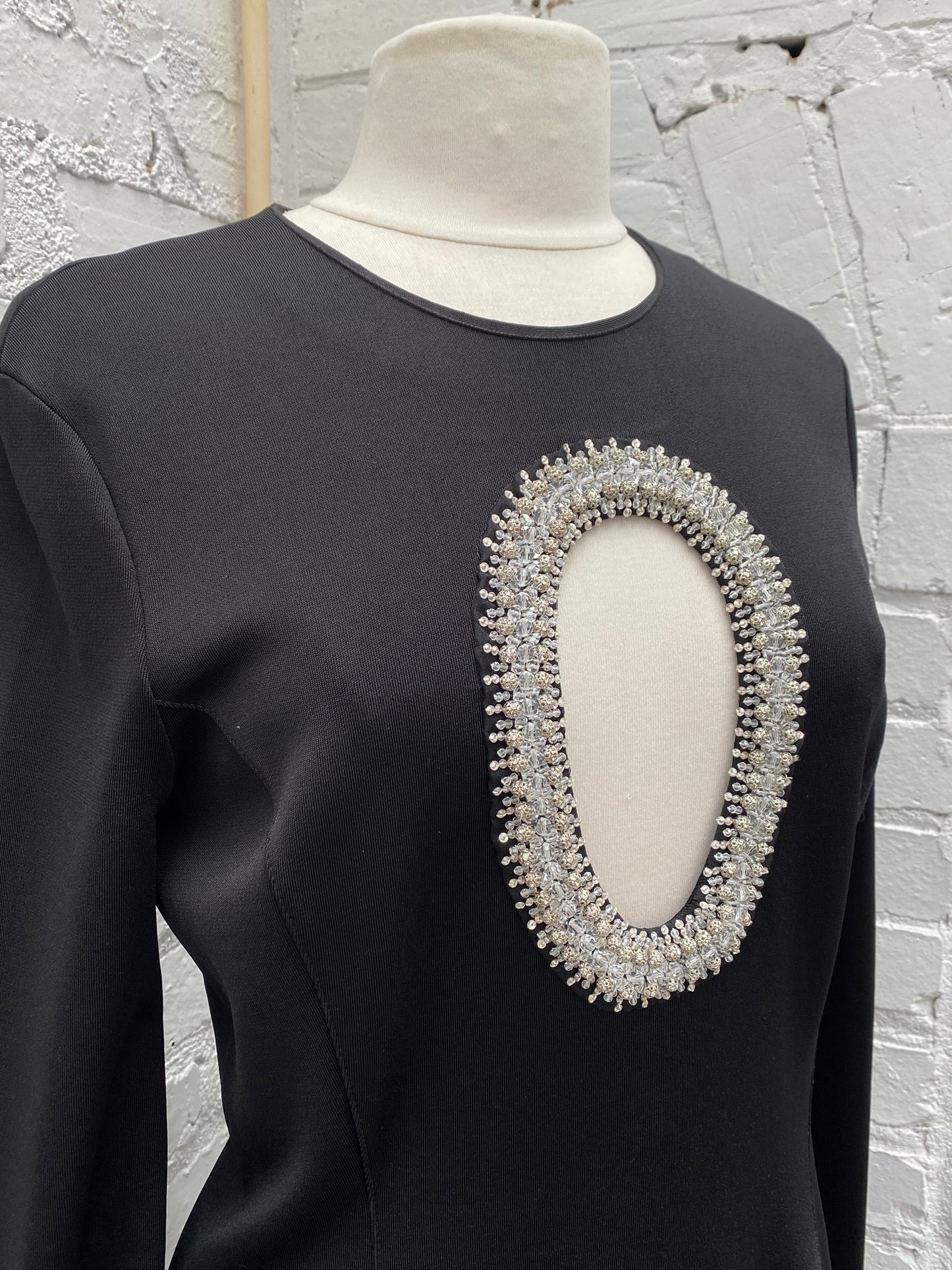 Givenchy Black & White Beaded Cut Out Dress, XL