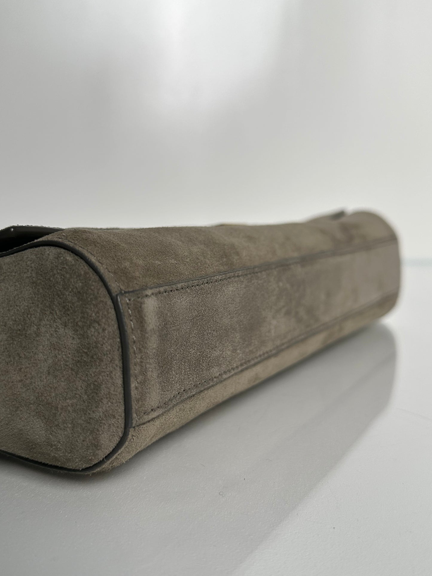 Saint Laurent Grey / Taupe Suede Reversible Kate Bag GHW