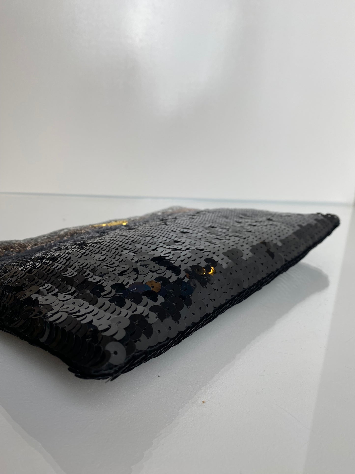 Prada Black & Silver Ombré Sequin Clutch GHW