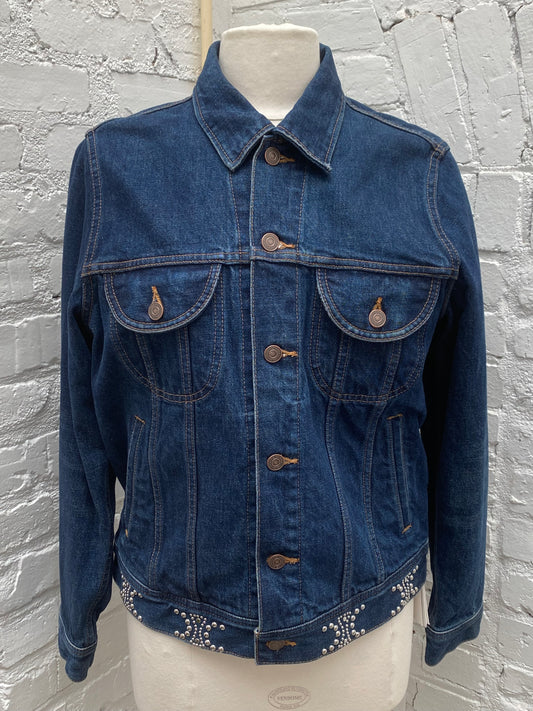 Celine Dark Union Wash Studded Triomphe Denim Jacket L