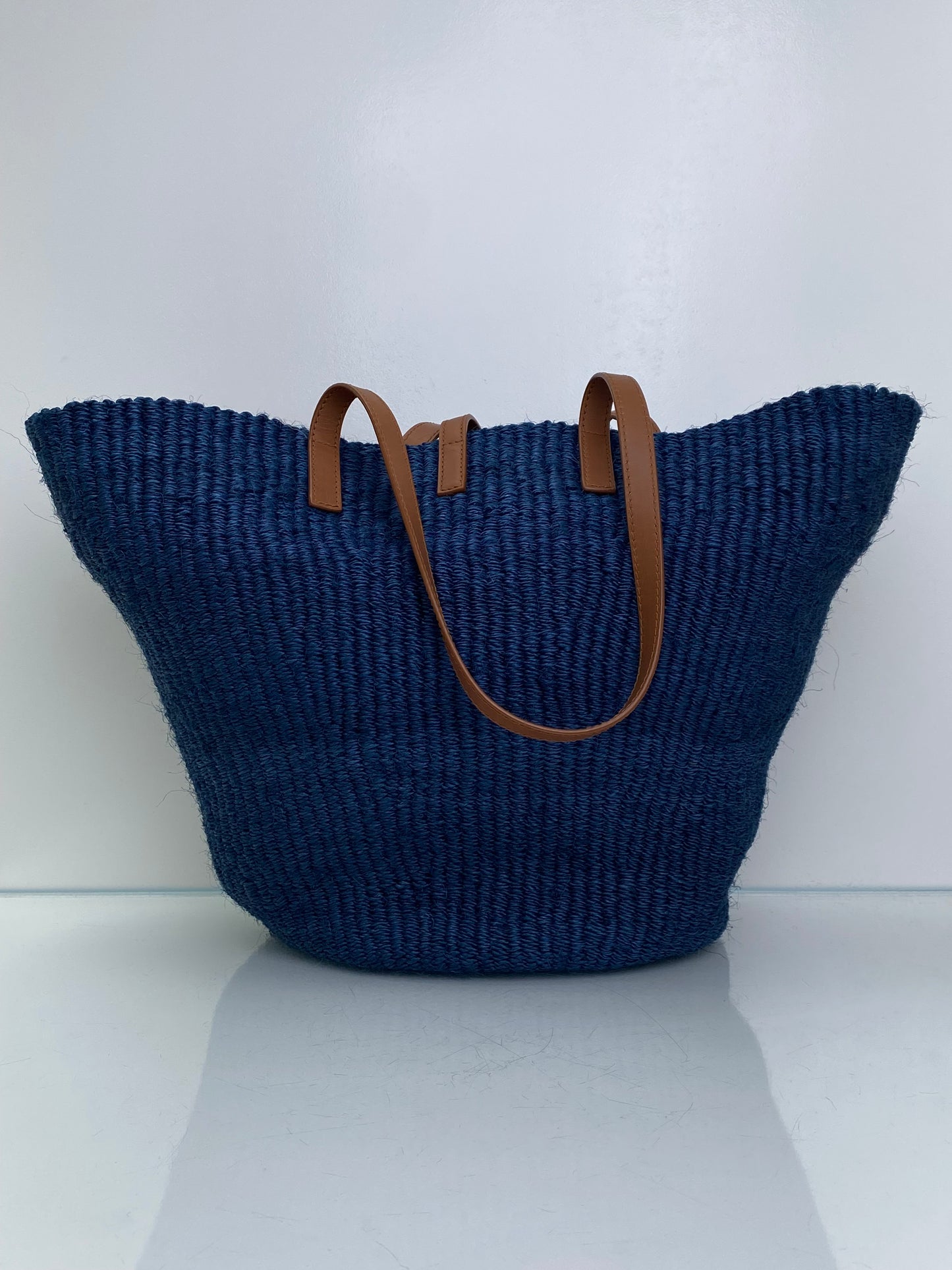 Saint Laurent Blue Panier Raffia Tote Bag GHW