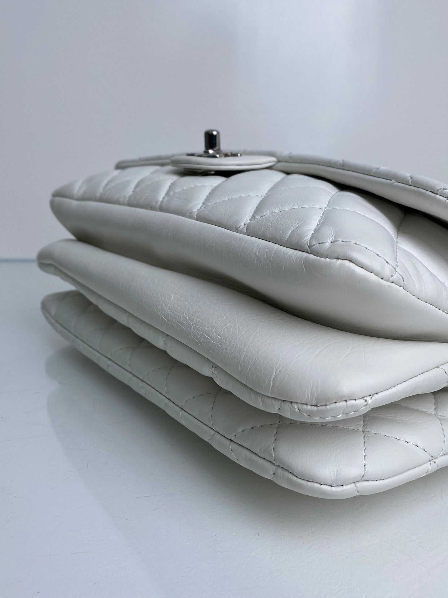 Chanel White Quilted Calfskin Triple Flap Bag SHW #19