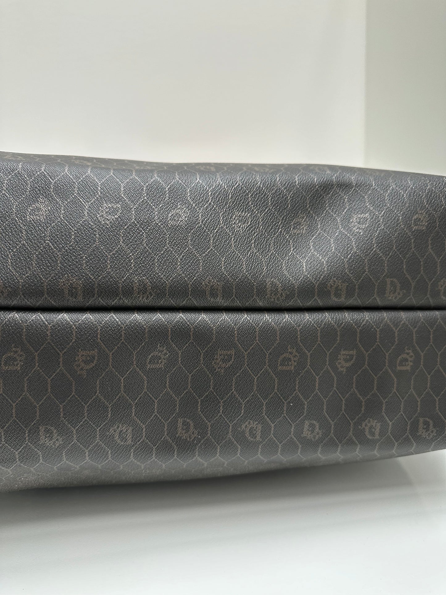 Christian Dior Brown Leather Honeycomb Luggage Tote