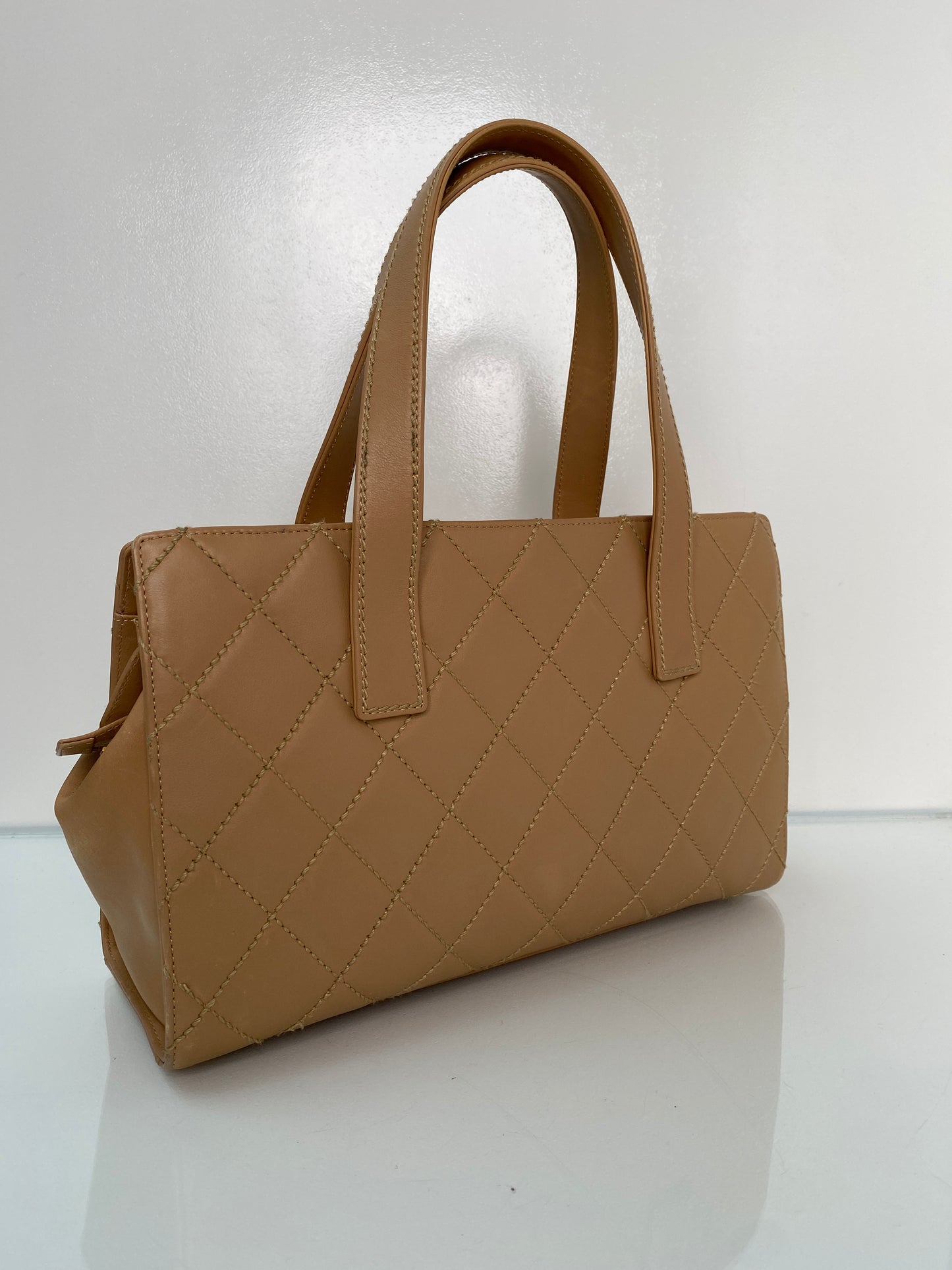 Chanel Beige CC Quilted Bowler Bag