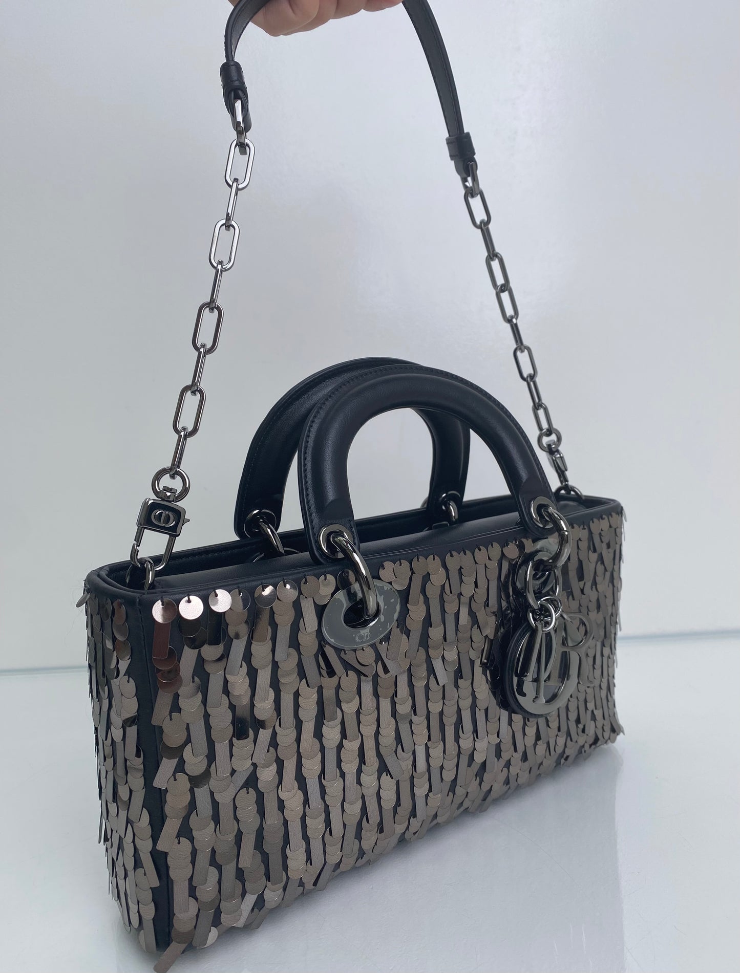 Dior Black Sequin Lady D-Joy Medium Bag RHW