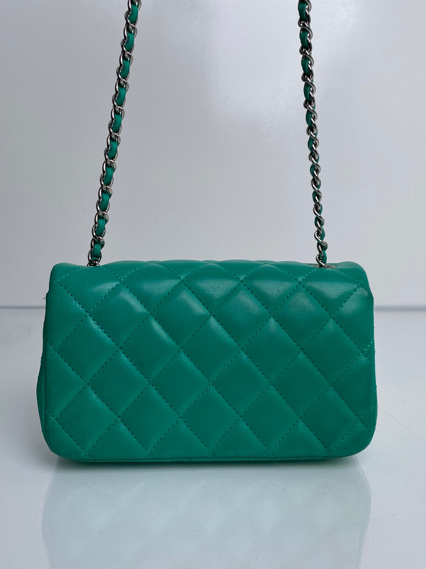 Chanel Mint Green Mini Rectangle Lambskin SHW