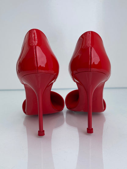 Alexander McQueen Red Patent & Silver Pump Heels, 39.5