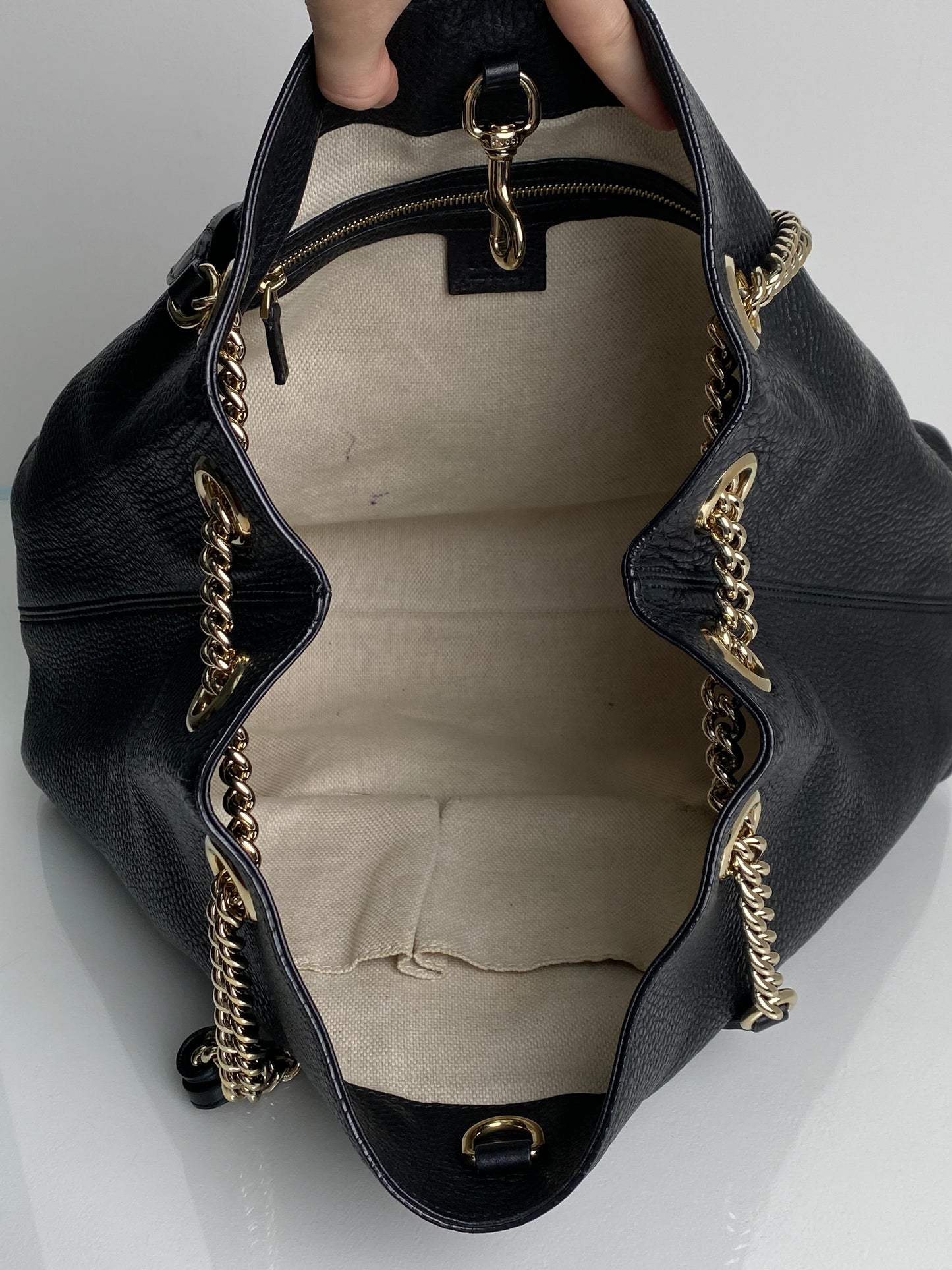 Gucci Black Leather SoHo Shoulder Bag GHW