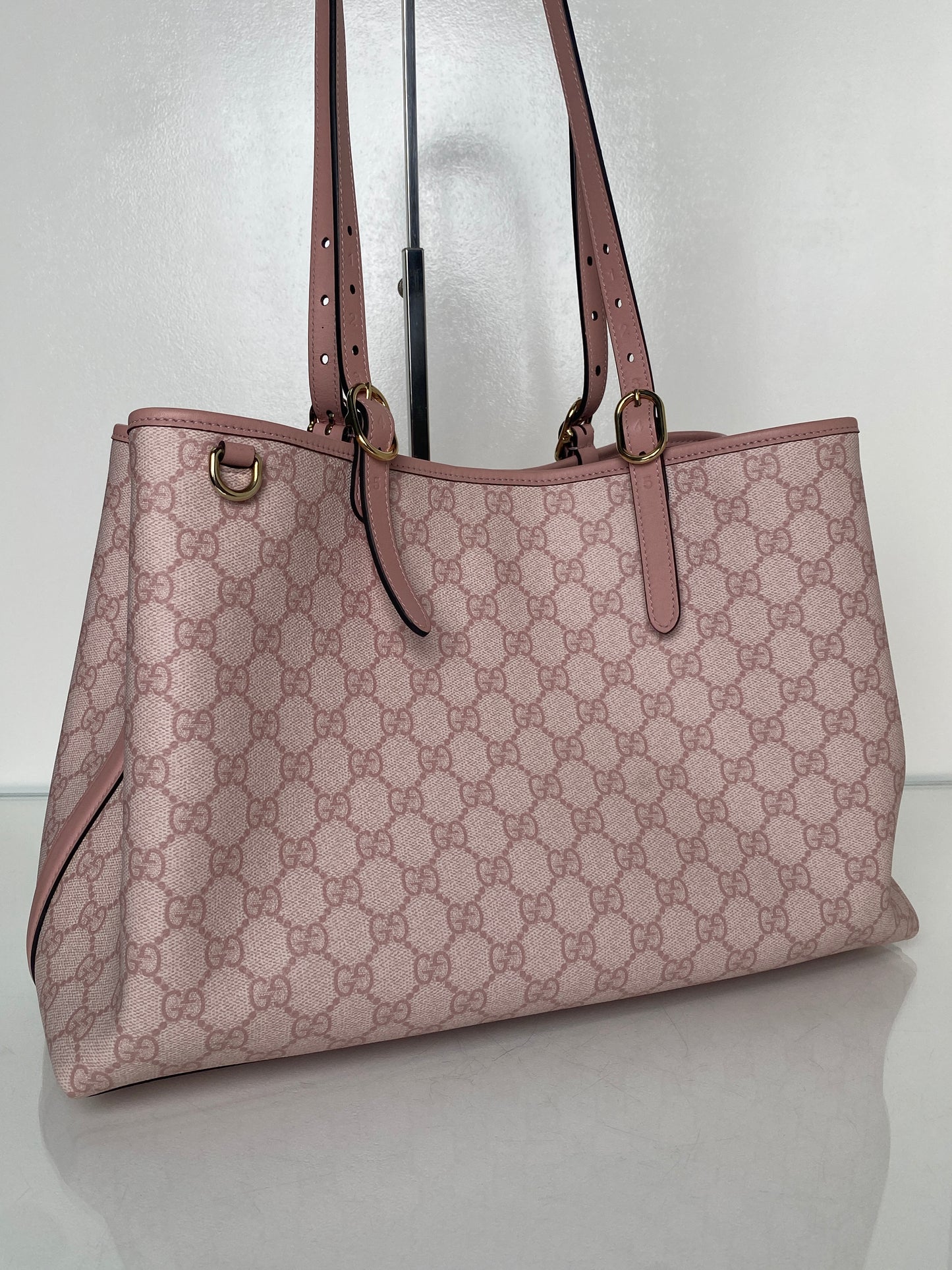 Gucci Pink GG Emblem Medium Tote Bag GHW